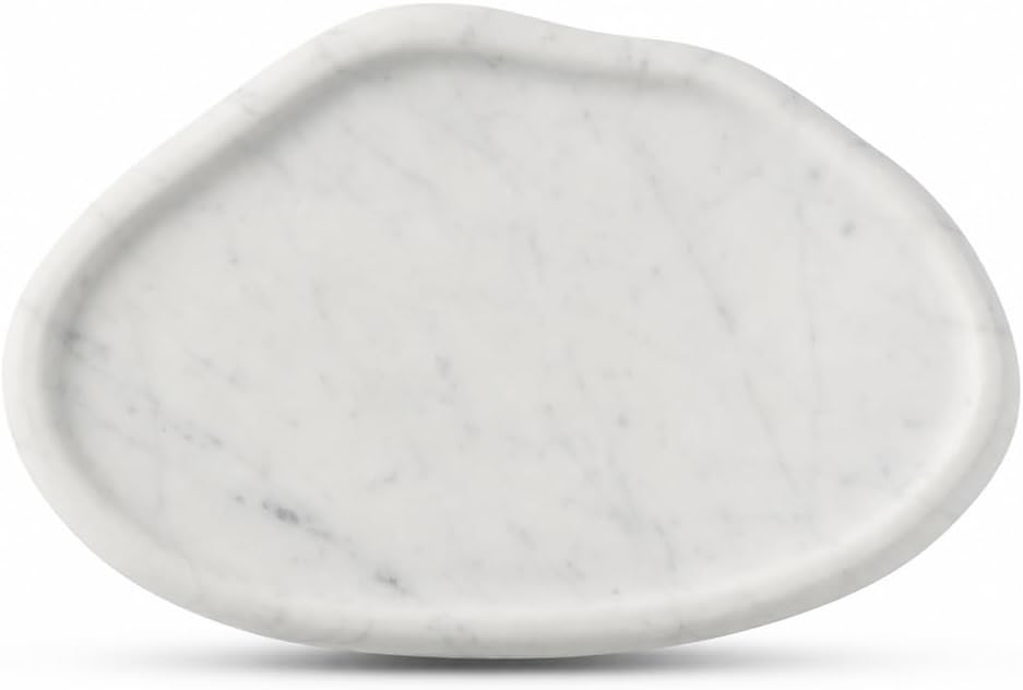 Koville Luxurious Natural Marble Vanity Tray, Cloud Shape Serving Stone Key Tray for Home Decor, 10" x 7" Marble Storage Trays for Bathroom, Stone Plate Holder for Perfume, Candle and Jewelry