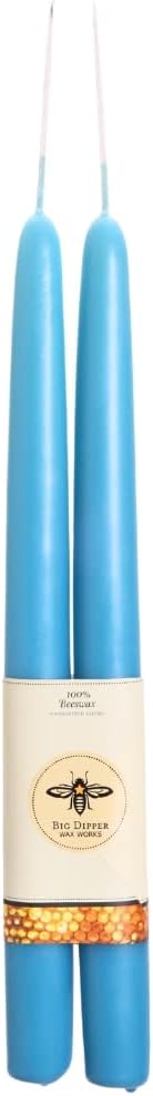 Big Dipper Wax Works Red Hand-Dipped Beeswax Taper Candles – 12” x 7/8”, 2-Pack, 100% Pure Beeswax, Long Burning, Clean, Cotton Wick, Handmade in USA, Home Décor & Wedding Candles