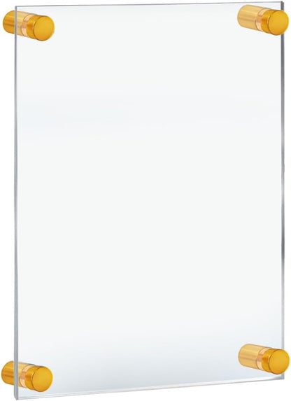 Azar Displays,105536, Floating Acrylic Wall Frame with Silver Hardware Stand Off Caps, Clear Hanging Photo Frame Display Mount with Frameless Border, Glass-Like Frame for Large Prints, 24" x 36"