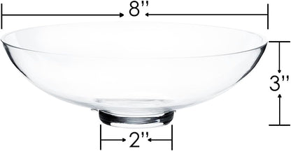 CYS EXCEL Glass Small Decorative Footed Bowl (H:3" D:8") Fruit Display Terrarium Compote Pedestal Vase Kitchen Table Centerpiece