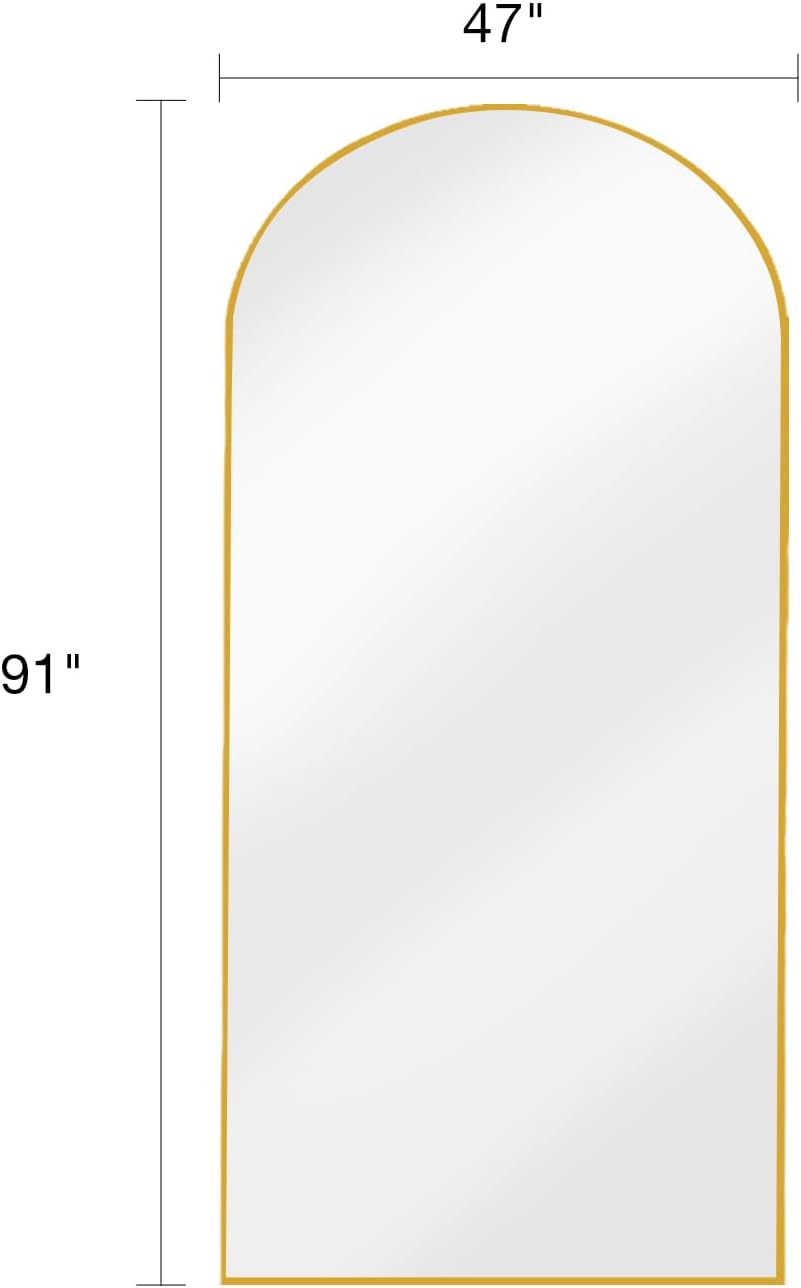 ITSRG Floor Mirror, Full Length Mirror with Stand, Arched Wall Mirror, Gold Floor Mirror Freestanding, Wall Mounted Mirror for Bedroom Living Room, Gold