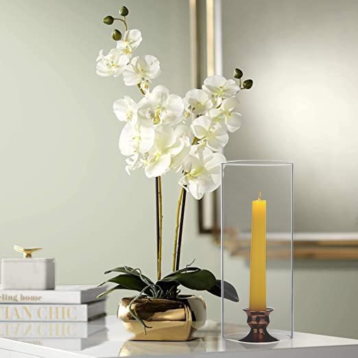 WGVI Hurricane Candle Holder Sleeve, Wide 4", Height 10", Clear Glass Cylinder Candleholder, Chimney Tube, Open Ended Candle Shade, 1 Piece - Colors A