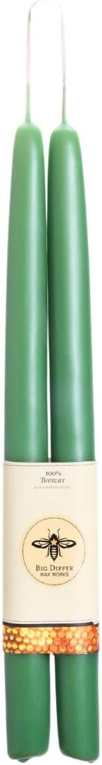 Big Dipper Wax Works Red Hand-Dipped Beeswax Taper Candles – 12” x 7/8”, 2-Pack, 100% Pure Beeswax, Long Burning, Clean, Cotton Wick, Handmade in USA, Home Décor & Wedding Candles