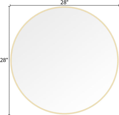 WallBeyond Wood Round Mirror with Wood Frame 24 inch Circle Wall Mirror for Bathroom Round Wall Mirror for Wall Decor, Vanity, Entryway Living Room (Walnut)