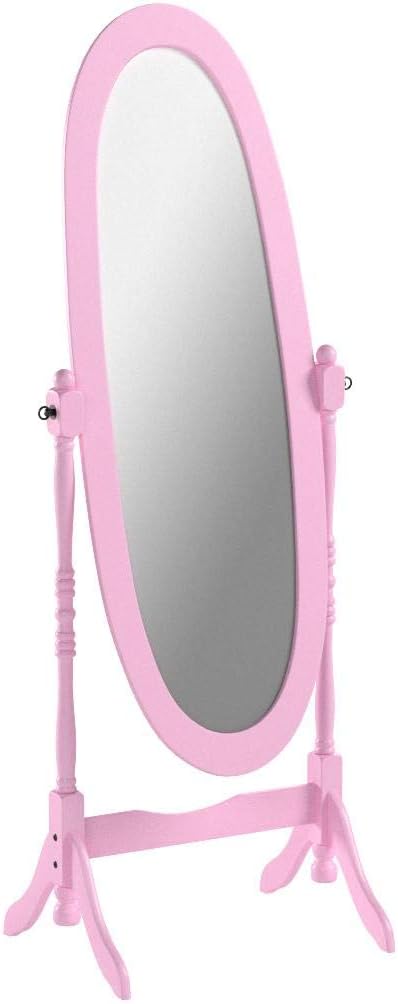 Roundhill Furniture Traditional Queen Anna Style Wood Floor Cheval Mirror, Cherry Finish