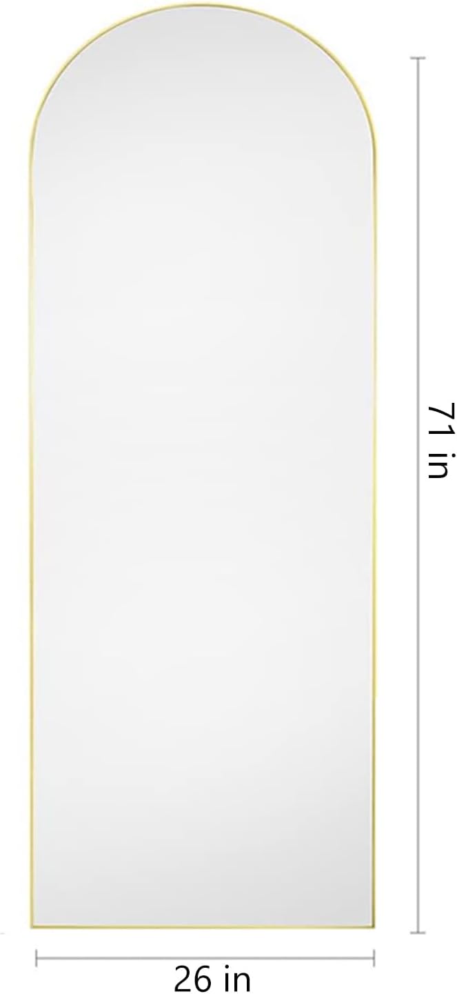 Dewfig Arched Full Length Mirror, 76"x34" Large Floor Mirror, Full Body Mirrors for Leaning or Hanging, Standing Mirrors for Bedroom, Living Room,Dressing Room, Aluminum Alloy Frame, Black