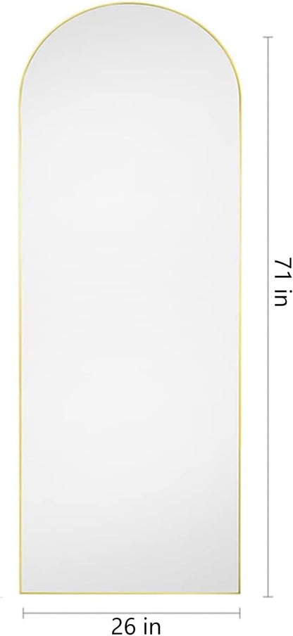 Dewfig Arched Full Length Mirror, 76"x34" Large Floor Mirror, Full Body Mirrors for Leaning or Hanging, Standing Mirrors for Bedroom, Living Room,Dressing Room, Aluminum Alloy Frame, Black