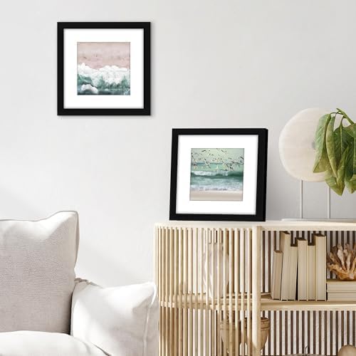 Americanflat 8x10 Picture Frame with Shatter-Resistant Glass - Use as 5x7 Frame with Mat or Display 8x10 Photo Without Mat - Signature Collection - Picture Frames for Tabletop and Wall Display - Black