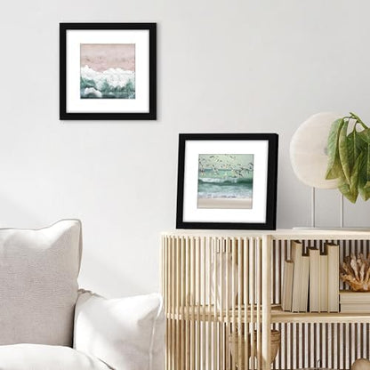 Americanflat 8x10 Picture Frame with Shatter-Resistant Glass - Use as 5x7 Frame with Mat or Display 8x10 Photo Without Mat - Signature Collection - Picture Frames for Tabletop and Wall Display - Black