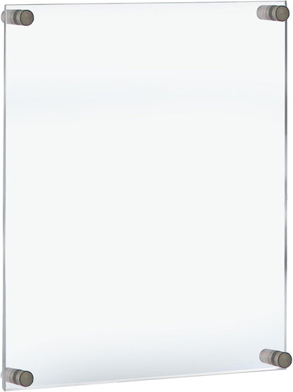 Azar Displays,105536, Floating Acrylic Wall Frame with Silver Hardware Stand Off Caps, Clear Hanging Photo Frame Display Mount with Frameless Border, Glass-Like Frame for Large Prints, 24" x 36"