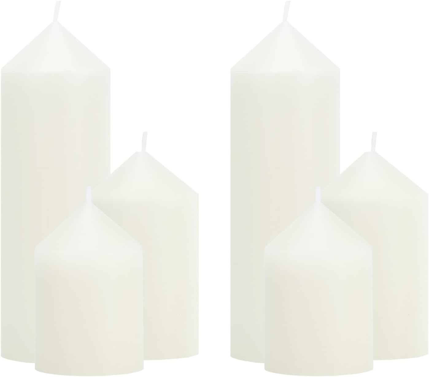 18 Pcs White Pillar Candles Bulk Set，Hurricane Candles，3 Different Lengths 2 x 3/4/6 Inch (6 Each)，Dripless Unscented Smokeless，Gives You a Better Atmosphere When Organizing an Event Party.