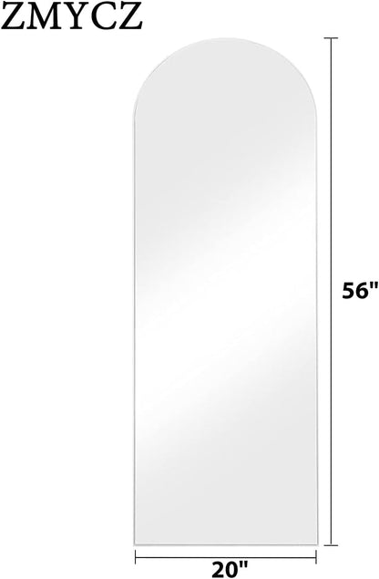 Mirror Full Length, 71"x26" Arched Full Length Mirror, Arch Mirror with Stand, Large Standing Mirrors, Oversized Full Body Mirrors with Aluminum Frame for Bedroom, Living Room (White)