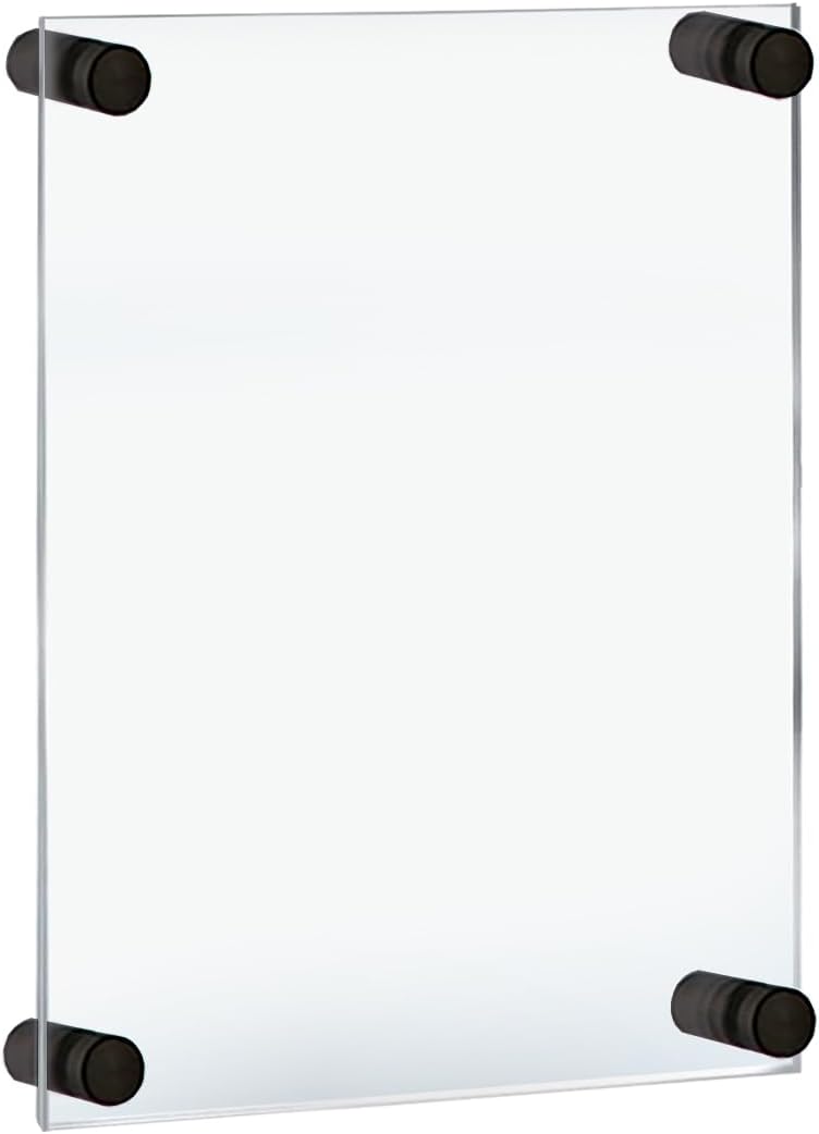 Azar Displays,105536, Floating Acrylic Wall Frame with Silver Hardware Stand Off Caps, Clear Hanging Photo Frame Display Mount with Frameless Border, Glass-Like Frame for Large Prints, 24" x 36"