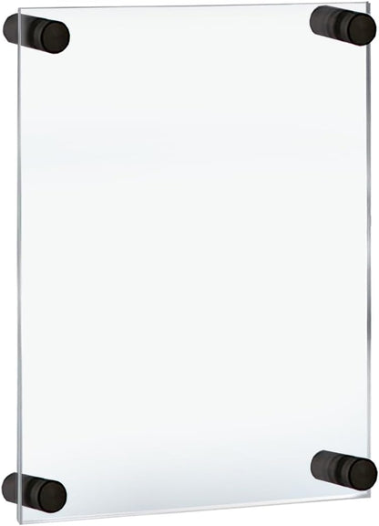 Azar Displays,105536, Floating Acrylic Wall Frame with Silver Hardware Stand Off Caps, Clear Hanging Photo Frame Display Mount with Frameless Border, Glass-Like Frame for Large Prints, 24" x 36"