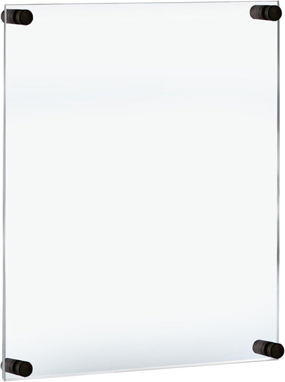 Azar Displays,105536, Floating Acrylic Wall Frame with Silver Hardware Stand Off Caps, Clear Hanging Photo Frame Display Mount with Frameless Border, Glass-Like Frame for Large Prints, 24" x 36"