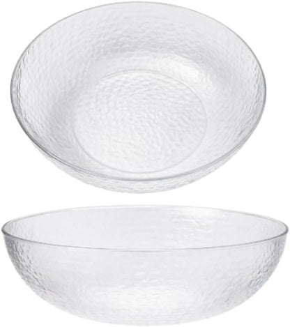 15-Inch Clear Hammered Plastic Bowl – Large Disposable Serving Bowl for Salads, Fruit, Chips & Party Food, Elegant Heavy-Duty Catering Bowl for Events, Buffet, Meal Prep & Everyday Kitchen Use (1)