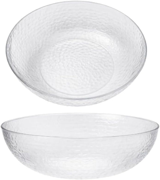 15-Inch Clear Hammered Plastic Bowl – Large Disposable Serving Bowl for Salads, Fruit, Chips & Party Food, Elegant Heavy-Duty Catering Bowl for Events, Buffet, Meal Prep & Everyday Kitchen Use (1)