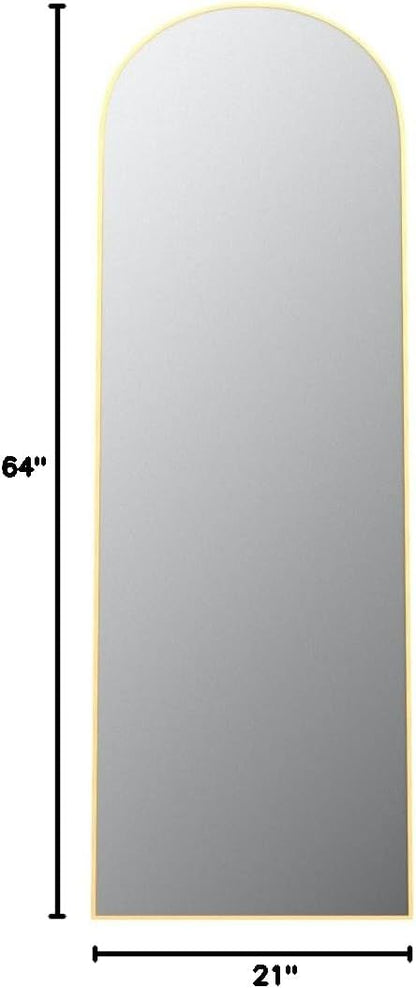 XRAMFY 56"x21" Arched Full Length Mirror Floor Mirrors with Aluminum Alloy Frame Free-Standing Wall Mounted Floor Mirrors or Large Dressing Mirror, Black Mirror Full Length