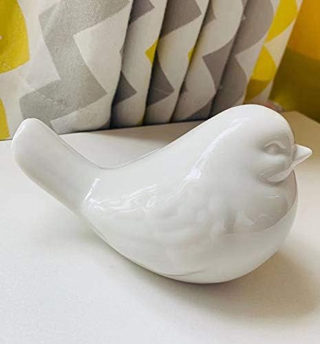 New White Modern Farmhouse Bird Figurine, Bird Statue Sculpture - Carved Rustic Distressed Animal Bird Ornaments - Home Decor Accents Collectible Bird Figurine | Spring