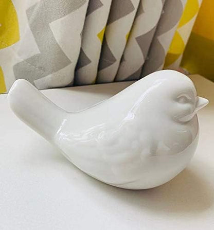 New White Modern Farmhouse Bird Figurine, Bird Statue Sculpture - Carved Rustic Distressed Animal Bird Ornaments - Home Decor Accents Collectible Bird Figurine | Spring