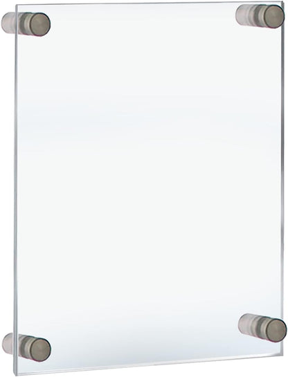 Azar Displays,105536, Floating Acrylic Wall Frame with Silver Hardware Stand Off Caps, Clear Hanging Photo Frame Display Mount with Frameless Border, Glass-Like Frame for Large Prints, 24" x 36"