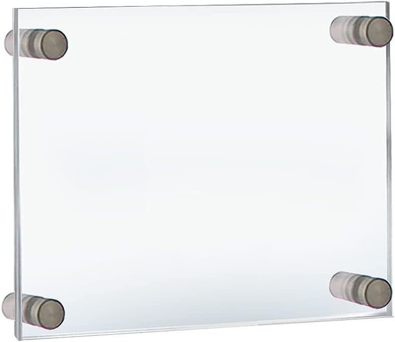 Azar Displays,105536, Floating Acrylic Wall Frame with Silver Hardware Stand Off Caps, Clear Hanging Photo Frame Display Mount with Frameless Border, Glass-Like Frame for Large Prints, 24" x 36"