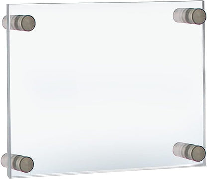 Azar Displays,105536, Floating Acrylic Wall Frame with Silver Hardware Stand Off Caps, Clear Hanging Photo Frame Display Mount with Frameless Border, Glass-Like Frame for Large Prints, 24" x 36"