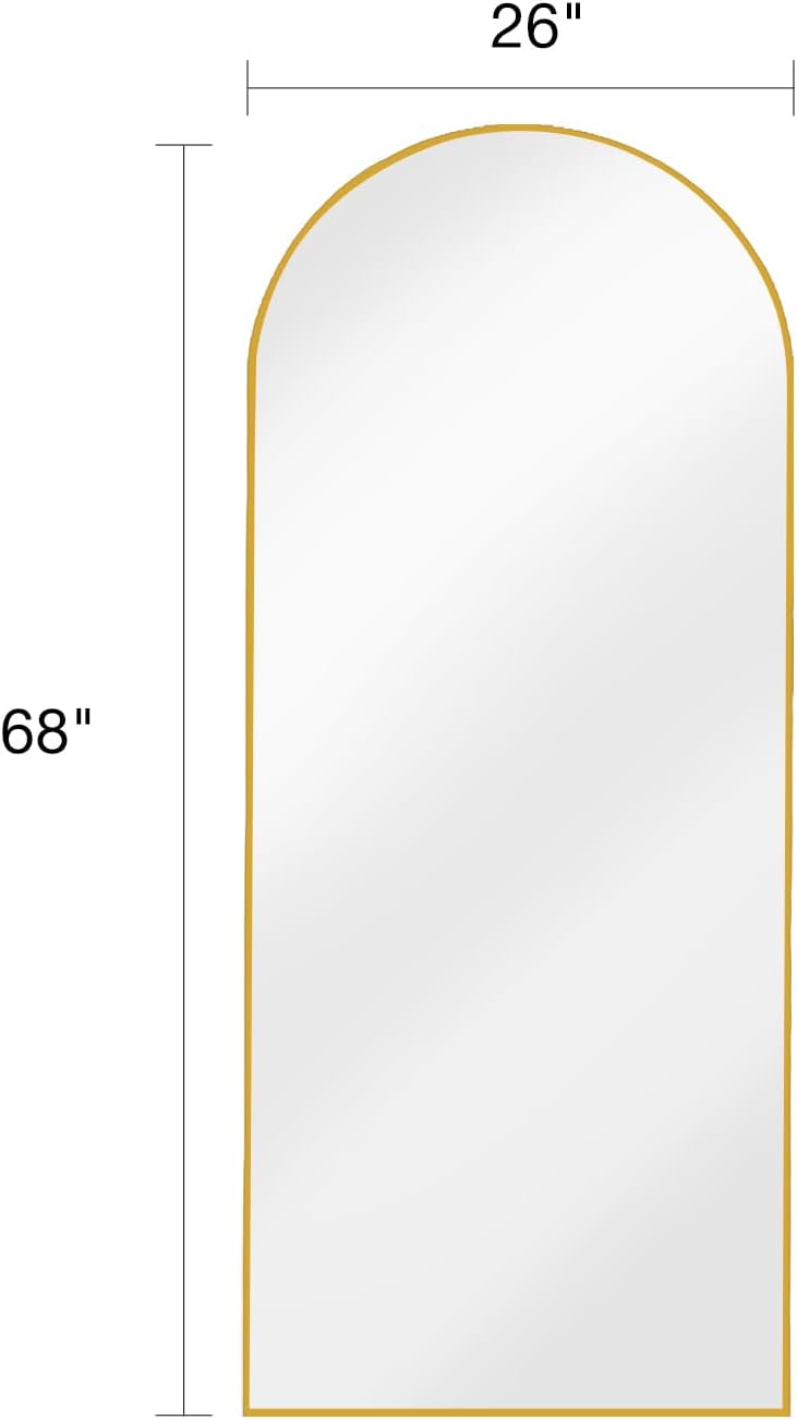 ITSRG Floor Mirror, Full Length Mirror with Stand, Arched Wall Mirror, Gold Floor Mirror Freestanding, Wall Mounted Mirror for Bedroom Living Room, Gold
