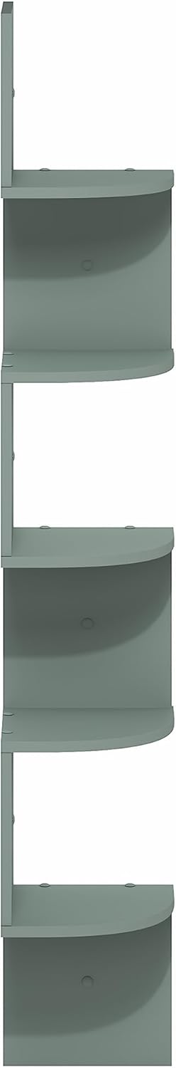 Furinno Rossi 5-Tier Wall Mount Floating Radial Corner Shelf, White