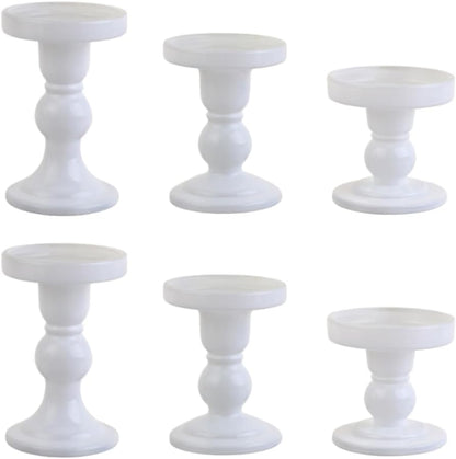 6-Piece Set of Glass Candlestick, Crystal Candlestick Holder Holder and Conical Candle, Christmas Candle Holder Decoration, Family Living Room Wedding Candle Holder (Clear 2sets)
