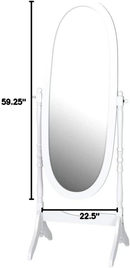 Roundhill Furniture Traditional Queen Anna Style Wood Floor Cheval Mirror, Cherry Finish