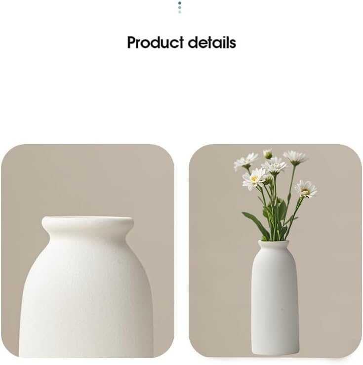 Ceramic Vase Set-3, Small Flower Vases for Decor, Modern Boho Farmhouse Style, Decorative Vases for Pampas Grass & Dried Flowers, Distressed Finish (Beige)