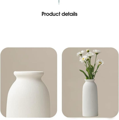 Ceramic Vase Set-3, Small Flower Vases for Decor, Modern Boho Farmhouse Style, Decorative Vases for Pampas Grass & Dried Flowers, Distressed Finish (Beige)