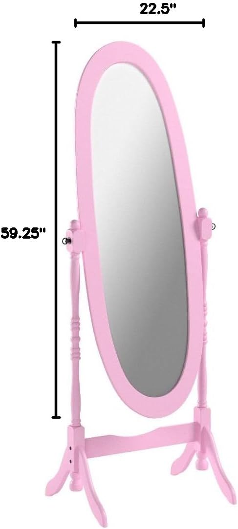 Roundhill Furniture Traditional Queen Anna Style Wood Floor Cheval Mirror, Cherry Finish