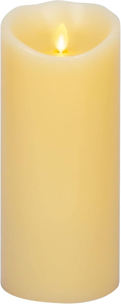 Luminara Scalloped Edge Flameless LED Candle - Ivory 3.5" x 8.75" - Real Wax Pillar Battery Operated Moving Flame w/Timer Unscented 1000Hr Runtime