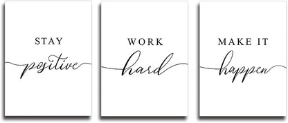 Inspirational Canvas Painting Wall Art -EPHANY ART,Mindset Quotes Prints, Success Framed Entrepreneur Poster Positive Quotes Wall Poster for Home Office Workplace (M-3pcs,12x16inchx3pcs)