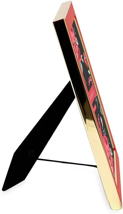 Laura Ashley 5x7 Navy Enamel Picture Frame, Gold Metal Edge with Easel, for Countertop, Counterspace, Tabletop Display, Bookshelf, Desk, Wall Décor, Photo Gallery (5x7, Navy W/Gold)