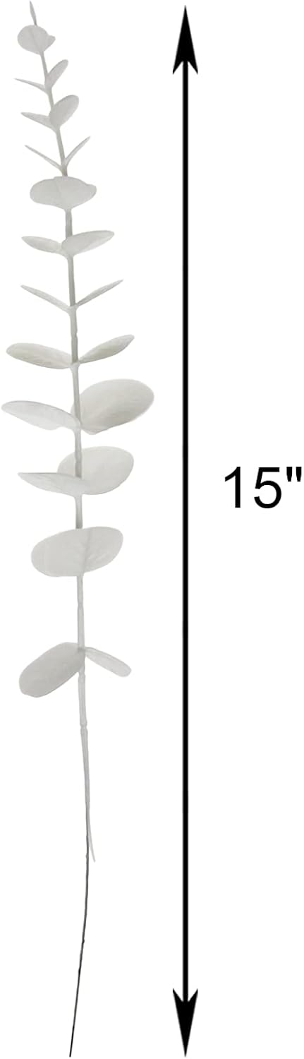 Tinsow 5 Pcs Real Touch Leaf Artificial Eucalyptus Stem Faux Eucalyptuses Wedding Bouquet Centerpiece Home Decor (Green)