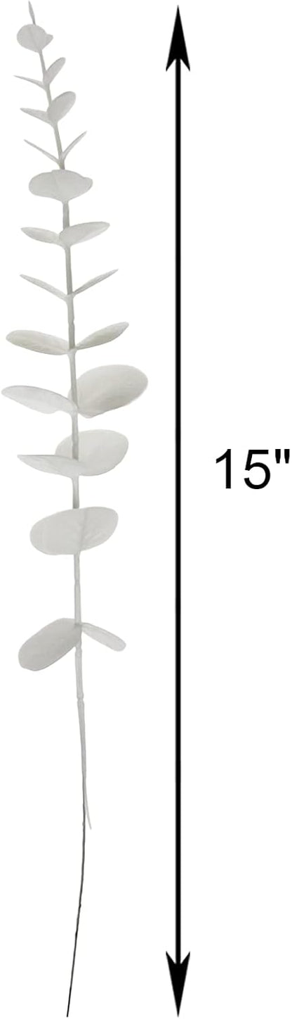Tinsow 5 Pcs Real Touch Leaf Artificial Eucalyptus Stem Faux Eucalyptuses Wedding Bouquet Centerpiece Home Decor (Green)