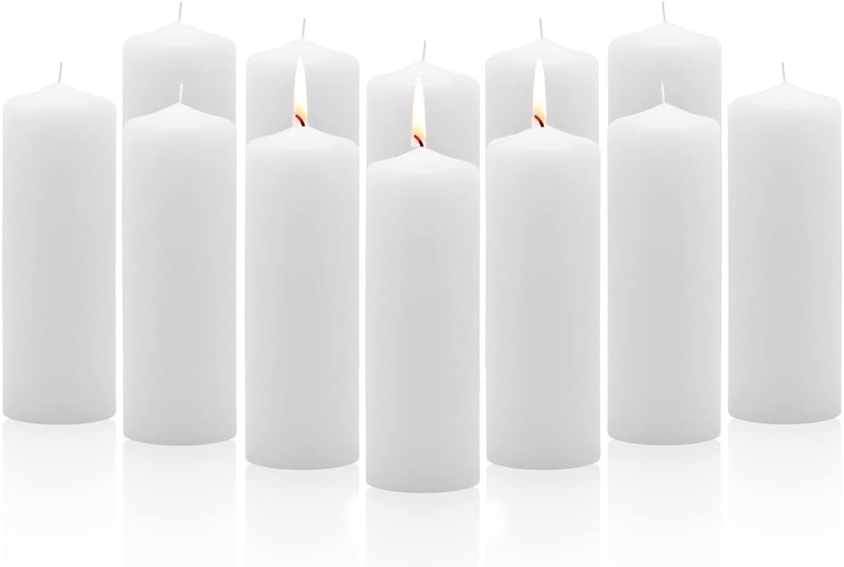 Royal Imports Pillar Candles White Unscented Premium Wax, 60 Hours Burning for Wedding, Spa, Party, Birthday, Holiday, Bath, Home Decor - 3"x6" Inch - Set of 12