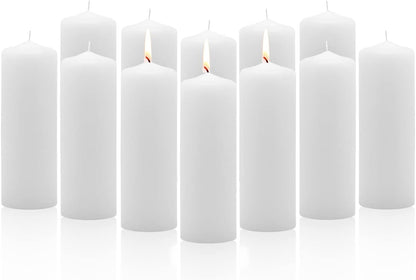 Royal Imports Pillar Candles White Unscented Premium Wax, 60 Hours Burning for Wedding, Spa, Party, Birthday, Holiday, Bath, Home Decor - 3"x6" Inch - Set of 12