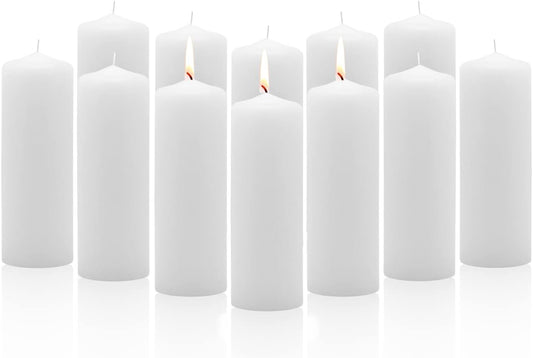 Royal Imports Pillar Candles White Unscented Premium Wax, 60 Hours Burning for Wedding, Spa, Party, Birthday, Holiday, Bath, Home Decor - 3"x6" Inch - Set of 12