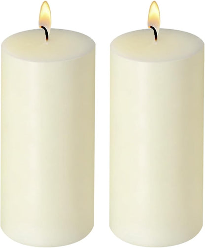 2 Pack 3x6 Inch Sage Green Unscented Pillar Candles - 70 Hour Long Burning Dripless Smokeless Candles for Home Decor Weddings Festivals Spa Meditation
