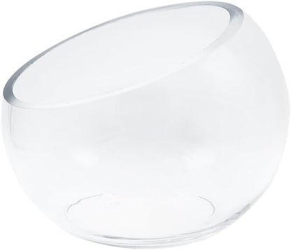 WGVI Clear Slant Cut Bowl Glass Vase, Glass Terrarium, Candy Dish, Glassware, Slant Open: 7". Height: 6" x 2.7". Base: 4" (1 Piece)