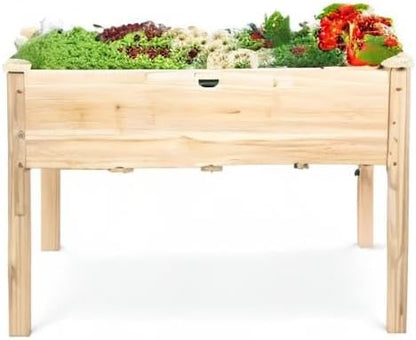 Best Choice Products 72x24x30in Raised Garden Bed, Elevated Wood Planter Box Stand for Backyard, Patio, Balcony w/Divider Panel, 6 Legs, 300lb Capacity - Natural
