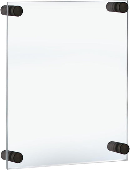 Azar Displays,105536, Floating Acrylic Wall Frame with Silver Hardware Stand Off Caps, Clear Hanging Photo Frame Display Mount with Frameless Border, Glass-Like Frame for Large Prints, 24" x 36"
