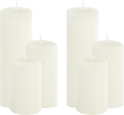 18 Pcs White Pillar Candles Bulk Set，Hurricane Candles，3 Different Lengths 2 x 3/4/6 Inch (6 Each)，Dripless Unscented Smokeless，Gives You a Better Atmosphere When Organizing an Event Party.