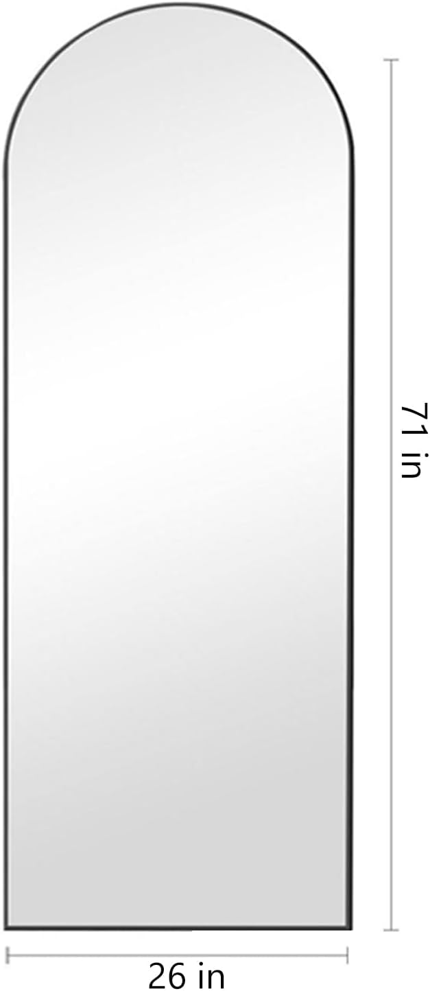 Dewfig Arched Full Length Mirror, 76"x34" Large Floor Mirror, Full Body Mirrors for Leaning or Hanging, Standing Mirrors for Bedroom, Living Room,Dressing Room, Aluminum Alloy Frame, Black