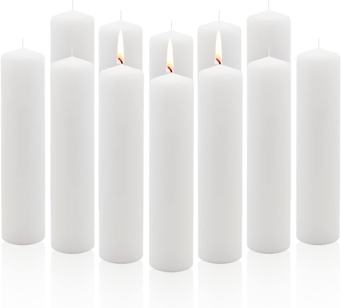 Royal Imports Pillar Candles White Unscented Premium Wax, 60 Hours Burning for Wedding, Spa, Party, Birthday, Holiday, Bath, Home Decor - 3"x6" Inch - Set of 12