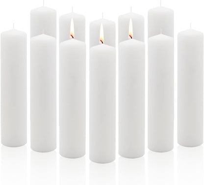 Royal Imports Pillar Candles White Unscented Premium Wax, 60 Hours Burning for Wedding, Spa, Party, Birthday, Holiday, Bath, Home Decor - 3"x6" Inch - Set of 12